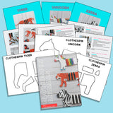 Unicorns, Zebras and Tigers...Oh My!!!   Clothespin Animal Crafts Collection